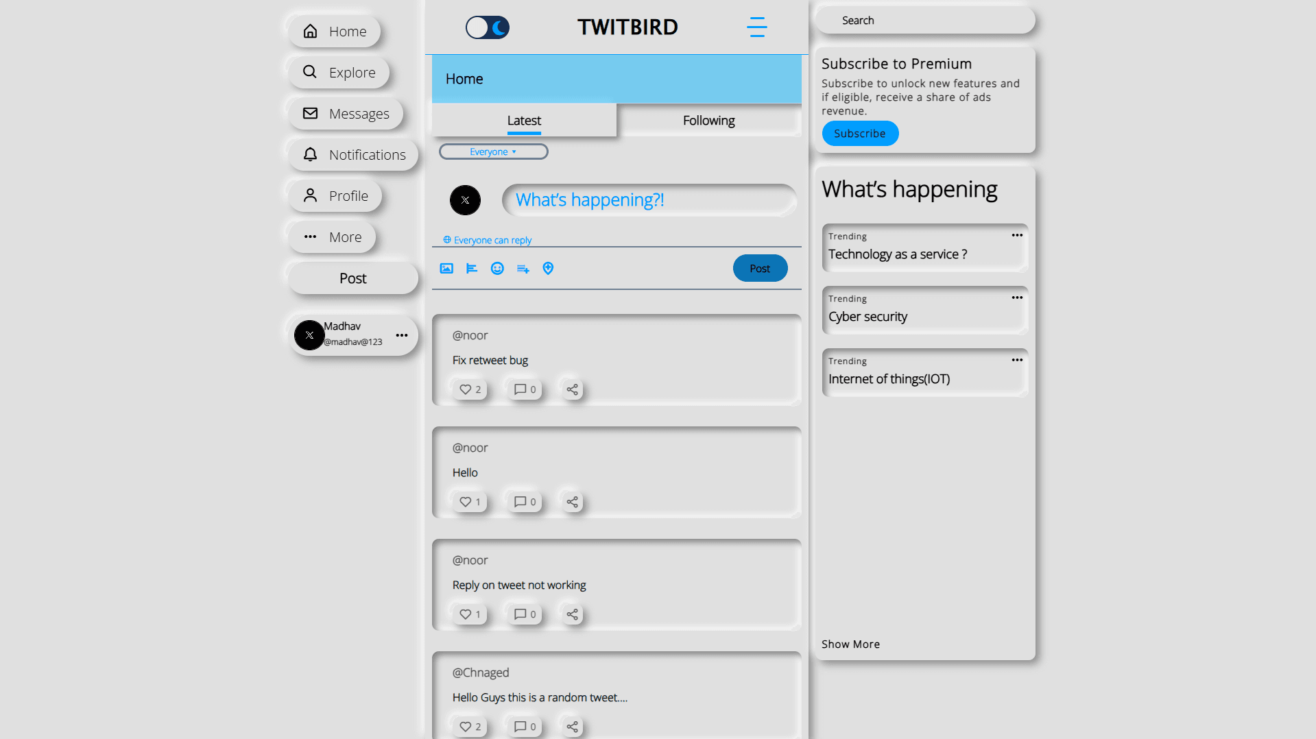 TwitBird project preview